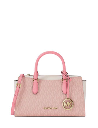 Michael Michael Kors Arden Small Color-Block Signature Logo Messenger Bag Powder Blush