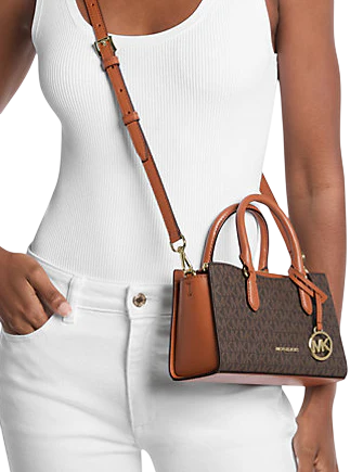 Michael Michael Kors Arden Small Signature Logo Messenger Bag Brown