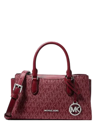 Michael Michael Kors Arden Small Signature Logo Messenger Bag Maroon