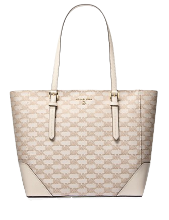 Michael Michael Kors Aria Large Signature Logo Jacquard Tote Bag Light Cream