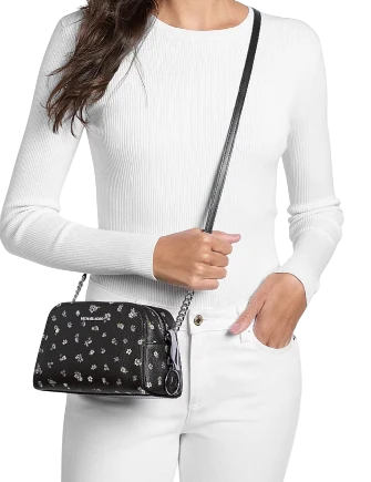 Michael Michael Kors Ashton Extra-Small Floral Printed Camera Crossbody Bag Black
