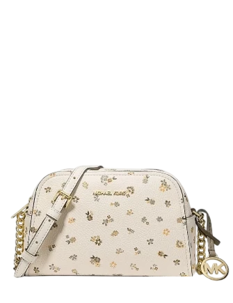 Michael Michael Kors Ashton Extra-Small Floral Printed Camera Crossbody Bag Light Cream