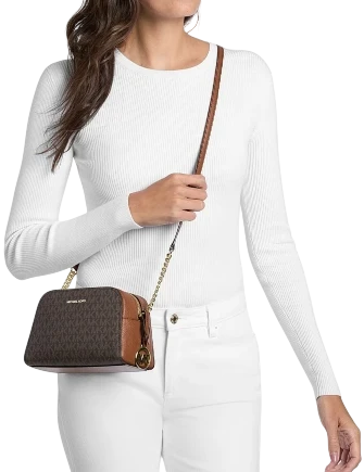 Michael Michael Kors Ashton Extra-Small Signature Logo Camera Crossbody Bag Brown