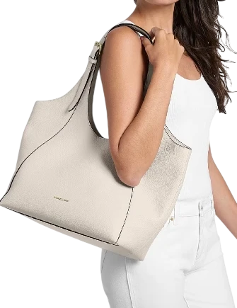 Michael Michael Kors Bernie Large Pebbled Leather Tote Bag Light Cream