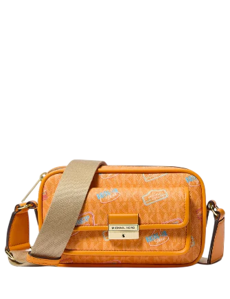 Michael Michael Kors Bradshaw Extra-Small Embellished Signature Logo Camera Crossbody Bag Pop Orange