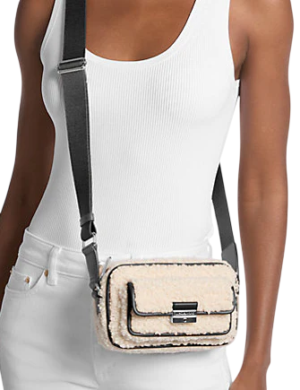 Michael Michael Kors Bradshaw Extra-Small Faux Shearling Camera Crossbody Bag Black