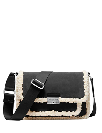 Michael Michael Kors Bradshaw Medium Suede and Faux Shearling Messenger Bag