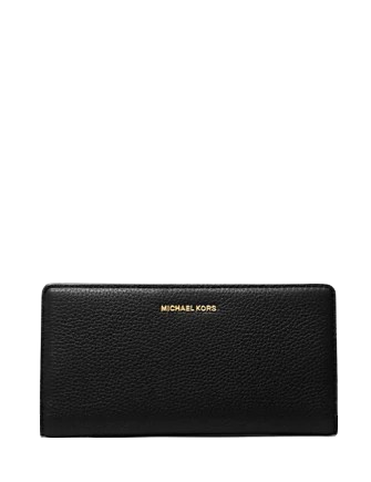 Michael Michael Kors Bryant Large Pebbled Leather Snap-Front Wallet Black