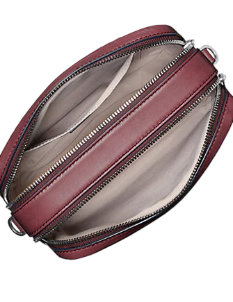 Michael Michael Kors Bryant Medium Burnished Leather Camera Crossbody Bag Oxblood