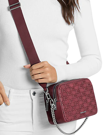 Michael Michael Kors Bryant Medium Burnished Leather Camera Crossbody Bag Oxblood