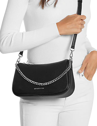 Michael Michael Kors Carmela Medium Pebbled Leather Convertible Crossbody Bag Black