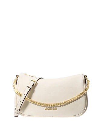Michael Michael Kors Carmela Medium Pebbled Leather Convertible Crossbody Bag Light Cream