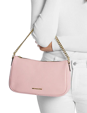 Michael Michael Kors Carmela Medium Pebbled Leather Convertible Crossbody Bag Powder Blush