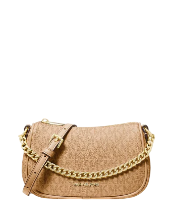 Michael Michael Kors Carmela Small Signature Logo Convertible Crossbody Bag Camel
