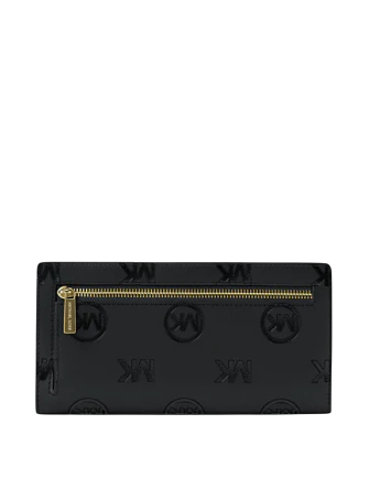 Michael Michael Kors Carson Large Logo Debossed Snap Wallet Black