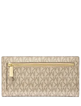 Michael Michael Kors Carson Large Metallic Signature Logo Wallet Pale Gold