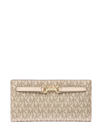 Michael Michael Kors Carson Large Metallic Signature Logo Wallet Pale Gold