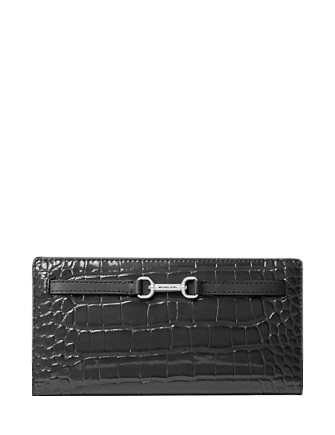 Michael Michael Kors Carson Large Patent Crocodile Embossed Wallet