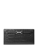 Michael Michael Kors Carson Large Patent Crocodile Embossed Wallet Black