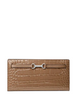 Michael Michael Kors Carson Large Patent Crocodile Embossed Wallet Driftwood