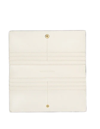 Michael Michael Kors Carson Large Patent Crocodile Embossed Wallet Light Cream