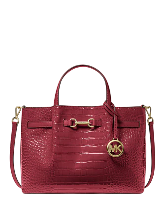 Michael Michael Kors Carson Medium Crocodile Embossed Satchel Cherry