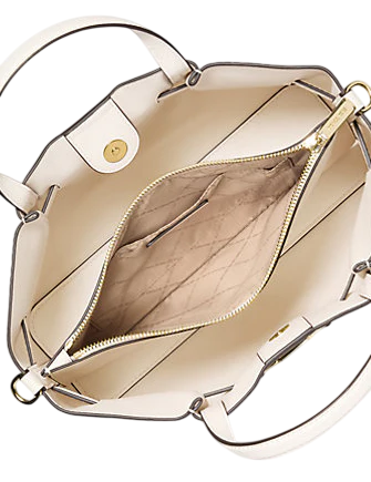 Michael Michael Kors Carson Medium Crocodile Embossed Satchel Light Cream