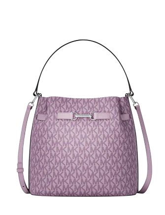 Michael Michael Kors Carson Medium Signature Logo Convertible Bucket Crossbody Bag  Light Quartz