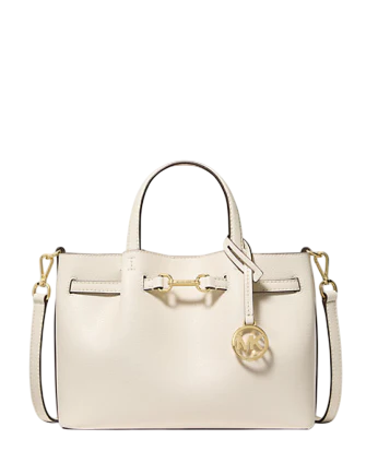 Michael Michael Kors Carson Small Pebbled Leather Satchel Light Cream