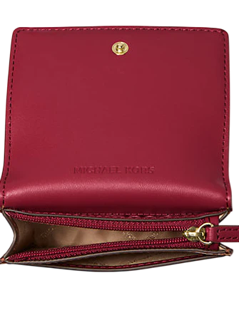 Michael Michael Kors Carson Small Pebbled Leather Wallet Cherry