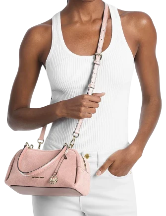 Michael Michael Kors Cecily Small Suede Shoulder Bag Powder Blush
