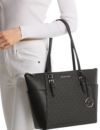 Michael Michael Kors Charlotte Large Logo and Leather Top-Zip Tote Bag