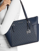Michael Michael Kors Charlotte Large Logo and Leather Top-Zip Tote Bag Admiral