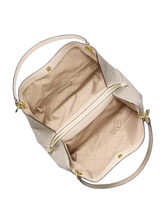 Michael Michael Kors Christina Large Signature Logo Shoulder Bag Light Cream