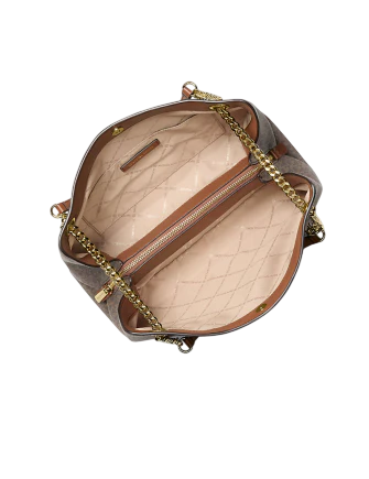 Michael Michael Kors Christina Medium Signature Logo Messenger Bag Brown