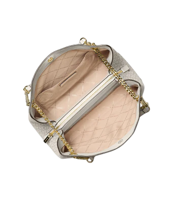 Michael Michael Kors Christina Medium Signature Logo Messenger Bag  Light Cream 