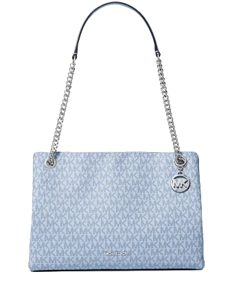 Michael Michael Kors Christina Medium Signature Logo Messenger Bag Pale Ocean