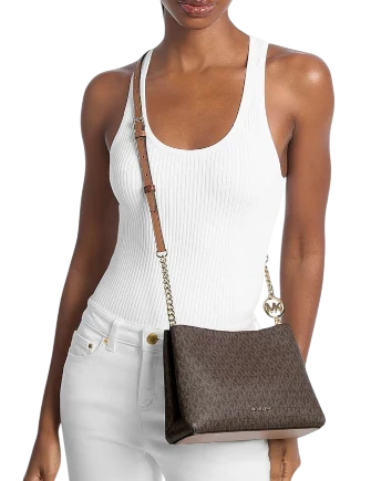 Michael Michael Kors Christina Small Signature Logo Crossbody Bag Brown