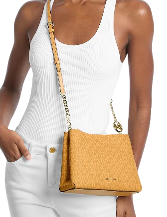 Michael Michael Kors Christina Small Signature Logo Crossbody Bag Honeywheat