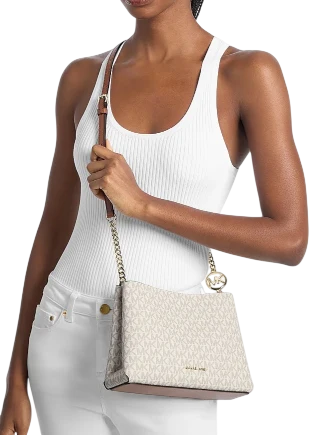 Michael Michael Kors Christina Small Signature Logo Crossbody Bag Vanilla