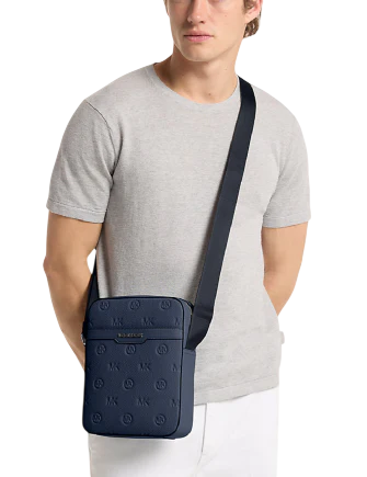 Michael Michael Kors Cooper Logo Debossed Flight Bag Navy