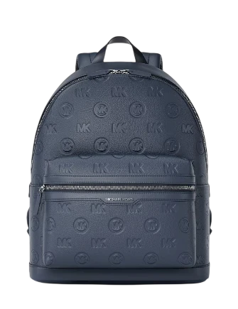 Michael Michael Kors Cooper Medium Logo Debossed Dome Backpack Navy