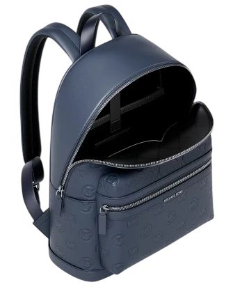 Michael Michael Kors Cooper Medium Logo Debossed Dome Backpack Navy