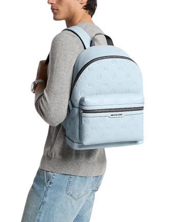 Michael Michael Kors Cooper Medium Logo Debossed Dome Backpack Pale Ocean