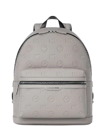 Michael Michael Kors Cooper Medium Logo Debossed Dome Backpack Pearl Grey
