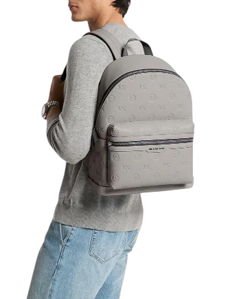 Michael Michael Kors Cooper Medium Logo Debossed Dome Backpack Pearl Grey
