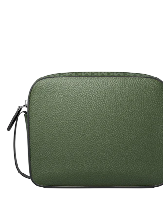 Michael Michael Kors Cooper Medium Pebbled Leather and Signature Logo Camera Crossbody Bag Moss