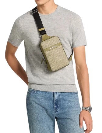 Michael Michael Kors Cooper Medium Signature Logo Sling Bag Oregano