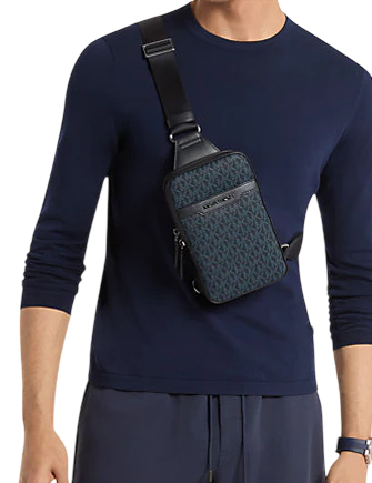 Michael Michael Kors Cooper Medium Signature Logo Sling Pack Admiral Pale Blue