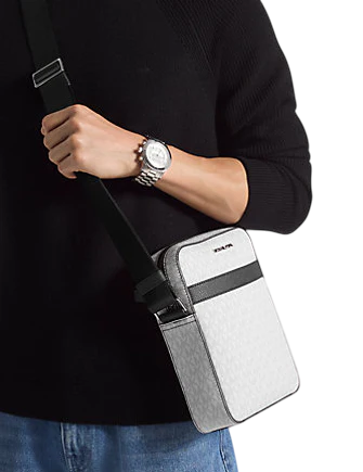 Michael Michael Kors Cooper Signature Logo Flight Bag Bright White